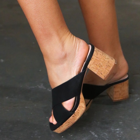 Black Chandra Faux Leather Cork Platform Sandals size 6 ½ - Picture 7 of 7